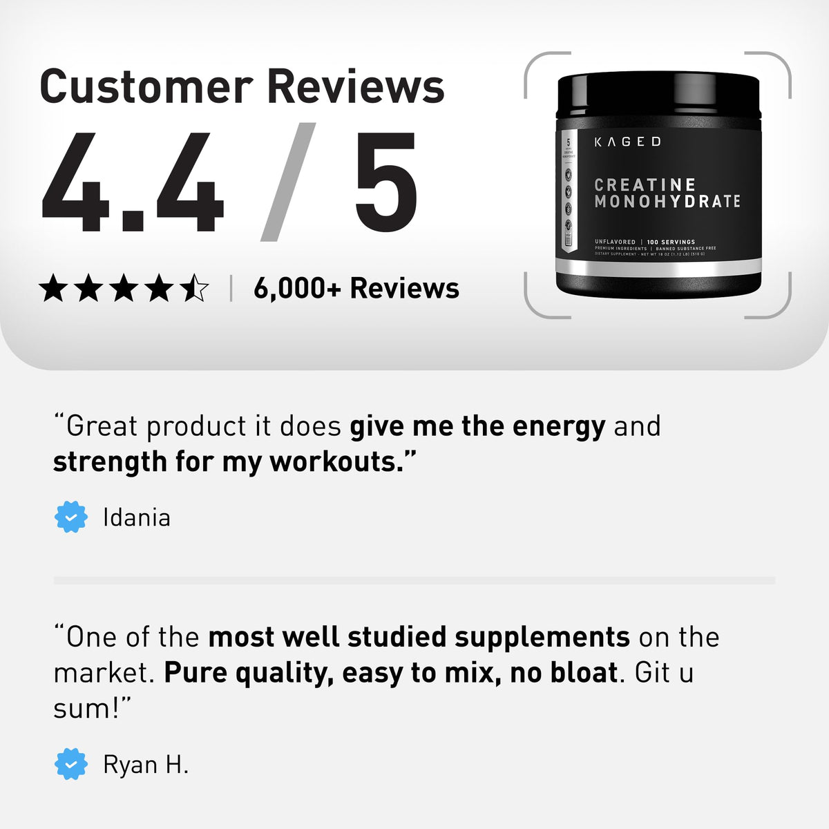 Kaged Creatine Monohydrate Micronized Powder | Unflavored | Muscle Building & Recovery | 5000 mg Per Serving | Vegan, Gluten Free, Easily Digestible - FENGGESTORE20