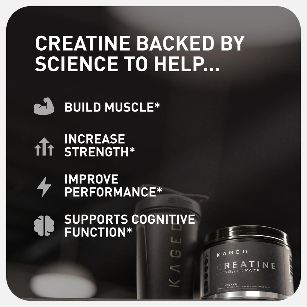 Kaged Creatine Monohydrate Micronized Powder | Unflavored | Muscle Building & Recovery | 5000 mg Per Serving | Vegan, Gluten Free, Easily Digestible - FENGGESTORE20