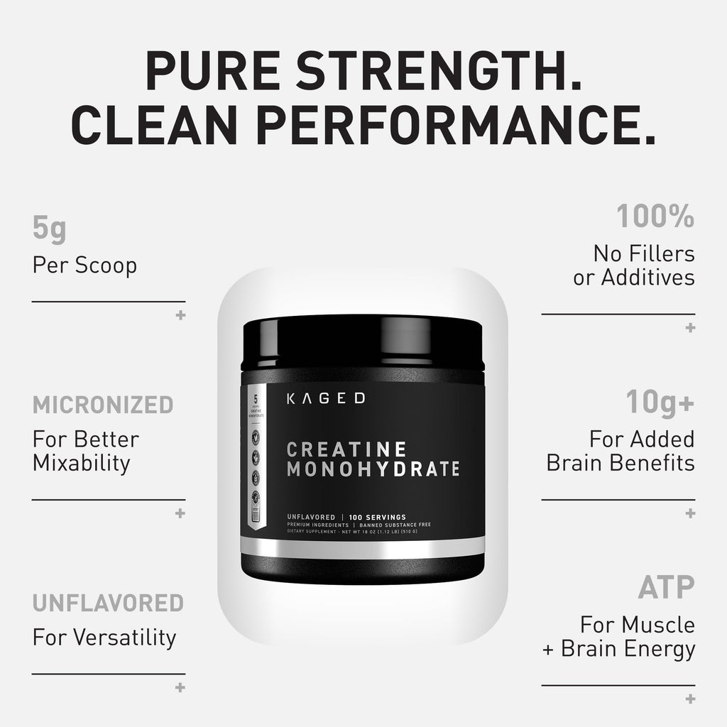 Kaged Creatine Monohydrate Micronized Powder | Unflavored | Muscle Building & Recovery | 5000 mg Per Serving | Vegan, Gluten Free, Easily Digestible - FENGGESTORE20