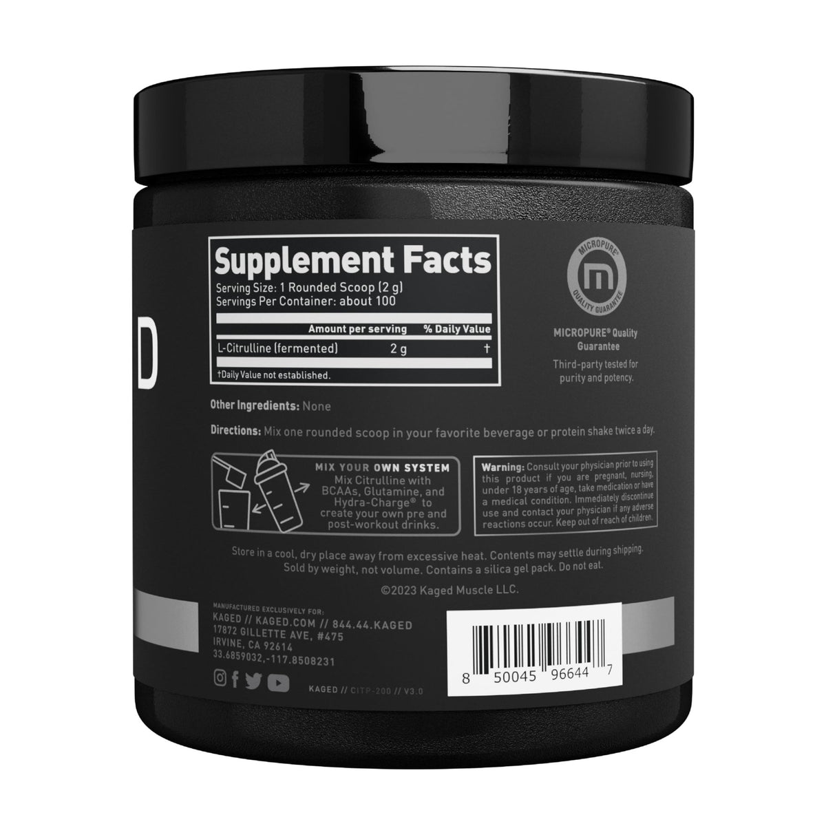 Kaged L-Citrulline Powder | Unflavored | Enhanced Pumps | Improve Muscle Vascularity | Nitric Oxide Booster | Supplements for Men & Women | 100 Servings - FENGGESTORE20