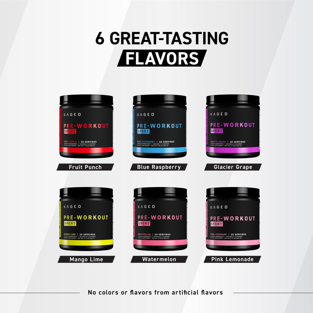 Kaged Sport Pre Workout Powder for Men & Women, Mango Lime, Sport Certified, 188mg Caffeine, Nitric Oxide Supplement, Beta Alanine for Energy, Weightlifting - FENGGESTORE20
