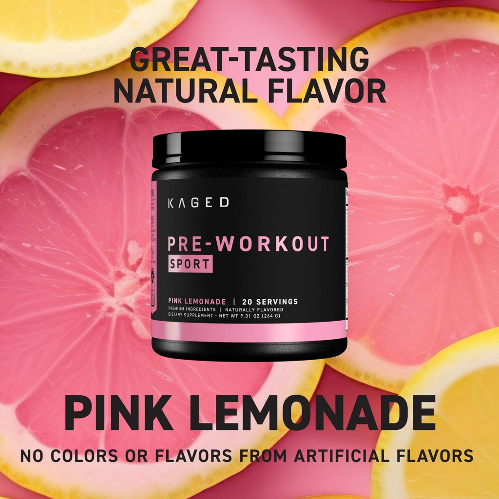 Kaged Sport Pre Workout Powder for Men & Women, Pink Lemonade, Sport Certified, 188mg Caffeine, Nitric Oxide, Beta Alanine, 20 Servings - FENGGESTORE20