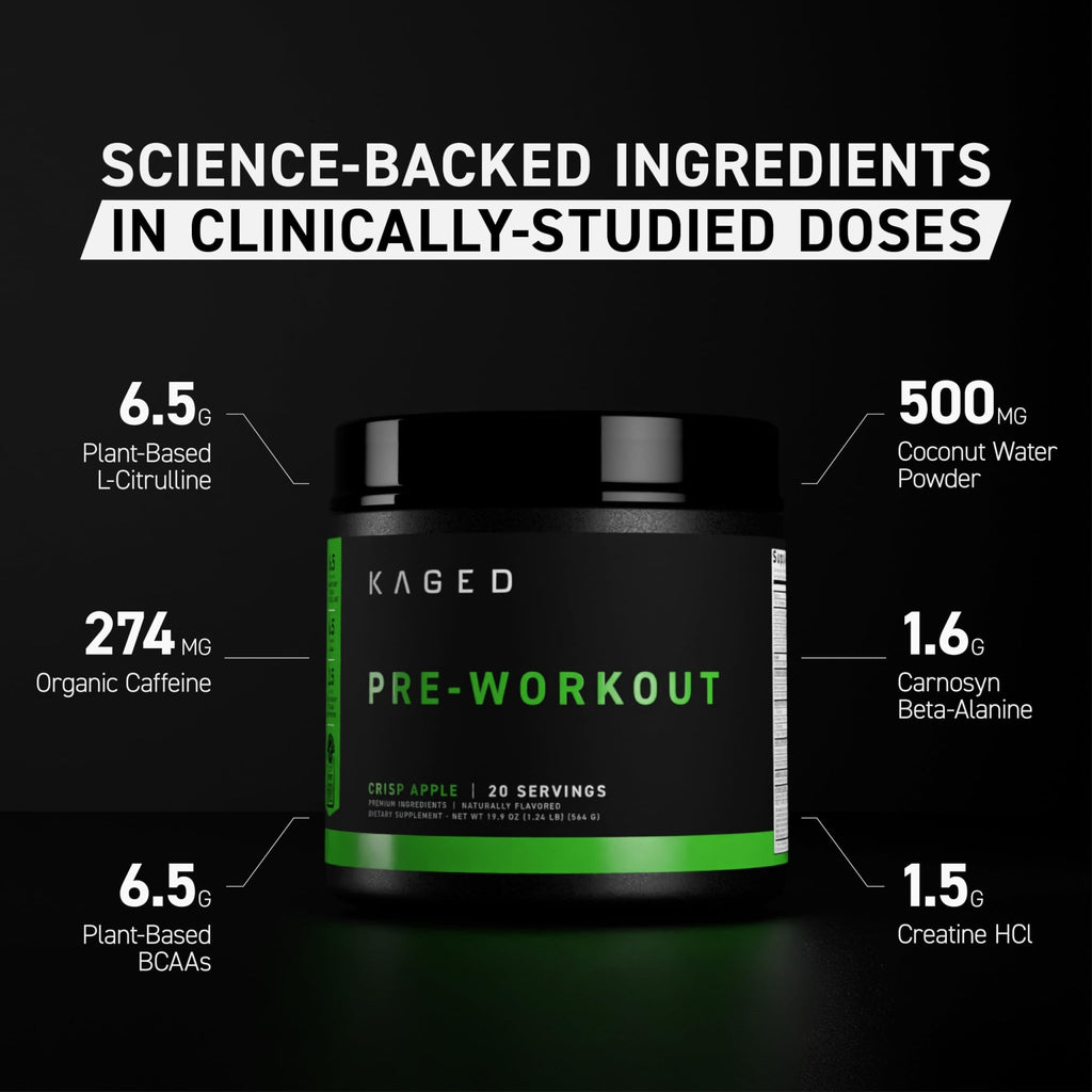 Kaged Stimulant Free Pre Workout Powder | Fruit Punch | Pre-Kaged | Formulated with Creatine, Beta Alanine | No Jitters | 20 Servings - FENGGESTORE20