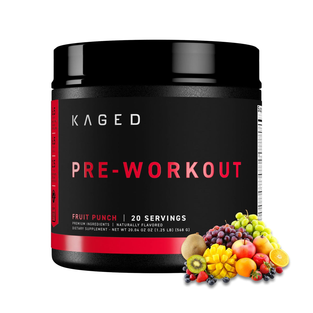 Kaged Stimulant Free Pre Workout Powder | Fruit Punch | Pre-Kaged | Formulated with Creatine, Beta Alanine | No Jitters | 20 Servings - FENGGESTORE20