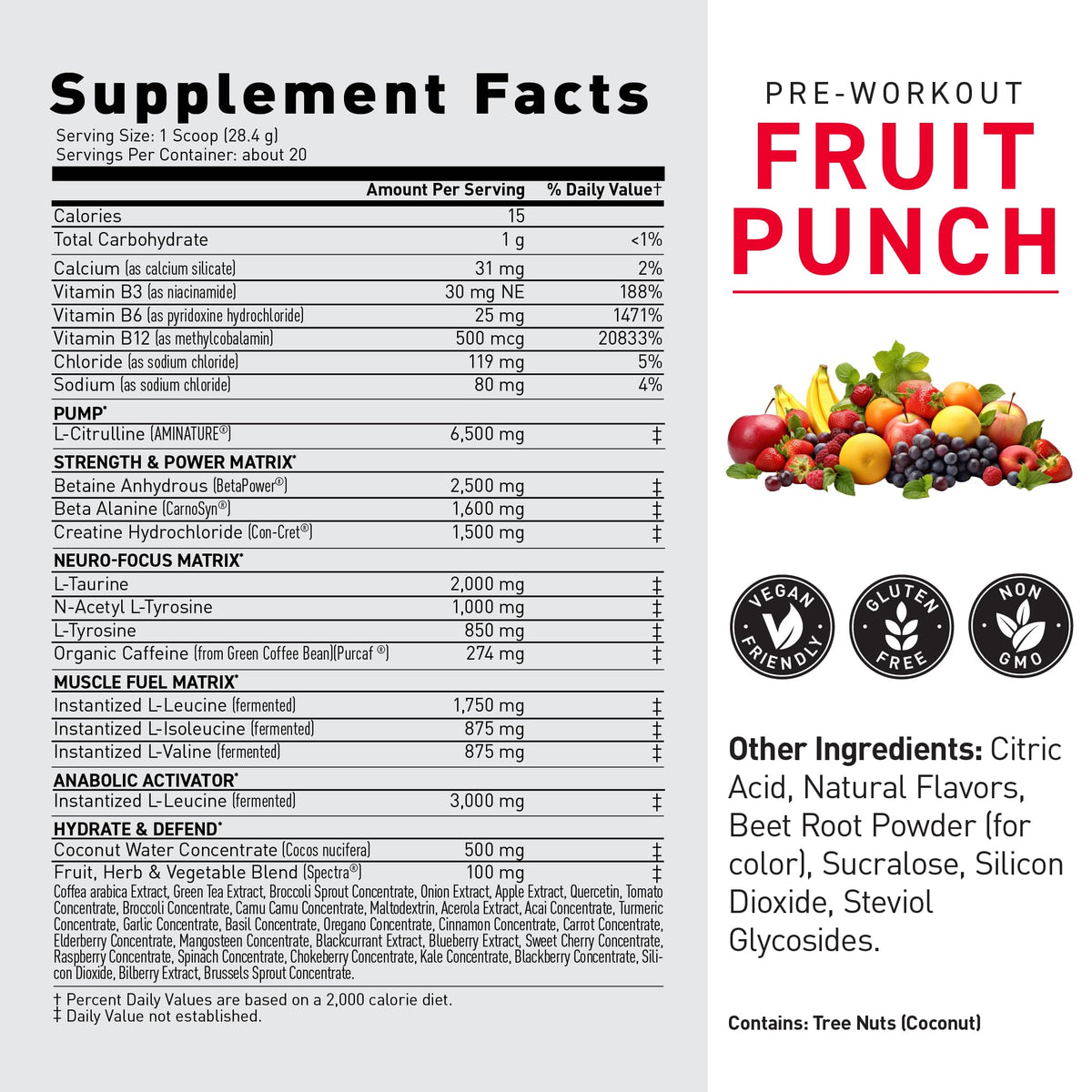 Kaged Stimulant Free Pre Workout Powder | Fruit Punch | Pre-Kaged | Formulated with Creatine, Beta Alanine | No Jitters | 20 Servings - FENGGESTORE20