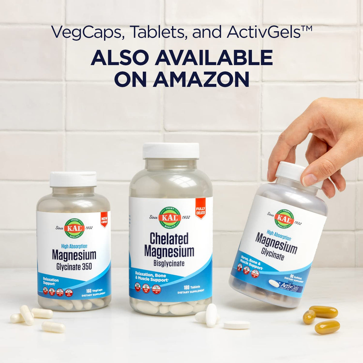 KAL Magnesium Glycinate, New & Improved Fully Chelated High Absorption Formula with BioPerine, Bisglycinate Chelate for Stress, Relaxation, Muscle & Bone Health Support, 60 Servings, 240 VegCaps - FENGGESTORE20