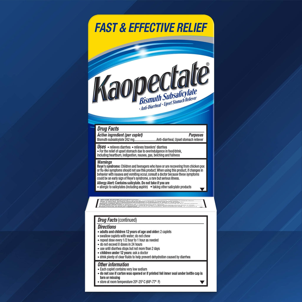 Kaopectate Multi-Symptom Anti-Diarrheal & Upset Stomach Reliever, 42 Caplets, Anti Diarrhea Caplets - FENGGESTORE20