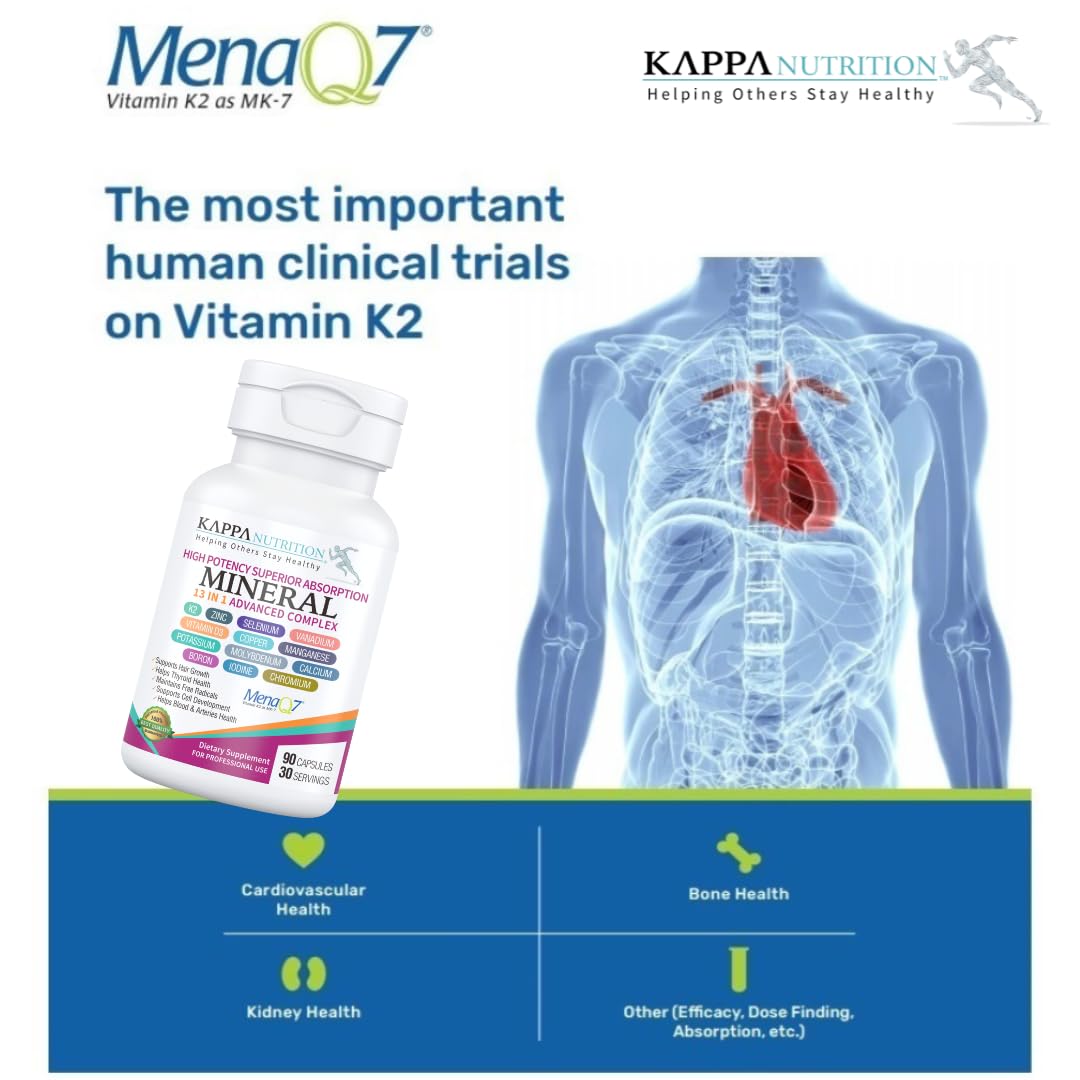 KAPPA NUTRITION (90 Capsules,Vitamin K2, Vitamin D3, Zinc, Selenium, Vanadium, Copper, Manganese, Potassium, Molybdenum, Calcium, Chromium, Iodine, Boron, Mineral 13 in 1 Advanced Complex, from - FENGGESTORE20