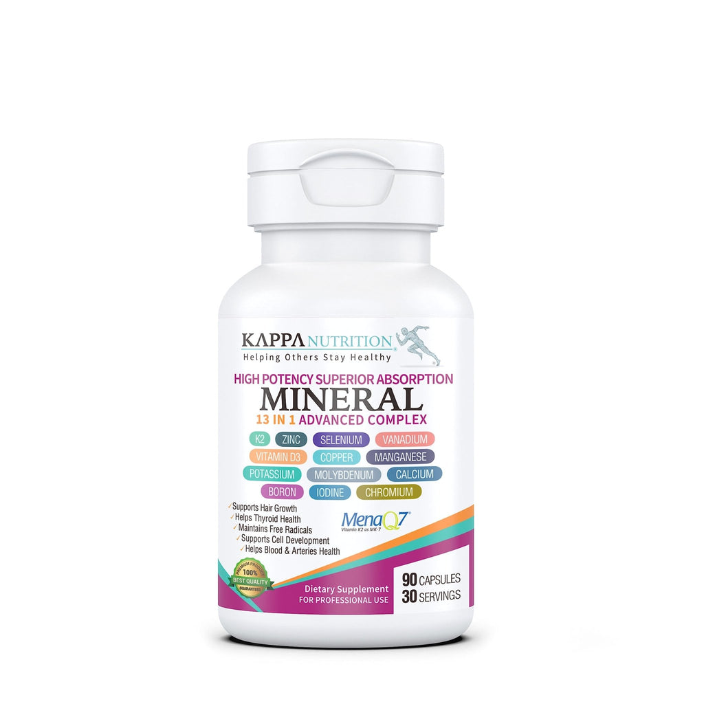 KAPPA NUTRITION (90 Capsules,Vitamin K2, Vitamin D3, Zinc, Selenium, Vanadium, Copper, Manganese, Potassium, Molybdenum, Calcium, Chromium, Iodine, Boron, Mineral 13 in 1 Advanced Complex, from - FENGGESTORE20