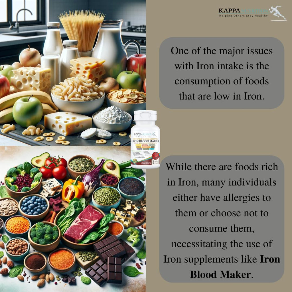 KAPPA NUTRITION Iron 26mg, Vitamin C & Orange 150mg, Folate 667mcg DFE, Vitamin B12, Beetroot, Brewers Yeast, Broccoli & MCT Oil 9 in 1 Advanced Complex (60 Capsules) - FENGGESTORE20