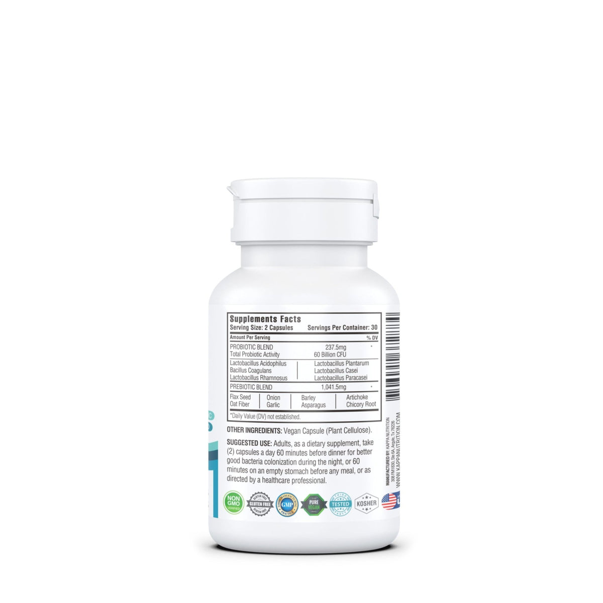 KAPPA NUTRITION Probiotic 60 Billion CFU 14 in 1 Formula with Prebiotics & Acidophilus for Women, Men & Adults, Shelf Stable, Acid Resistant, Natural Supplement 60 Capsules. - FENGGESTORE20