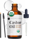 Kate Blanc Cosmetics Castor Oil Organic for Hair, Lashes, Face, Skin (2oz), 100% Pure, Cold Pressed, Hexane Free Hair Oil. - FENGGESTORE20