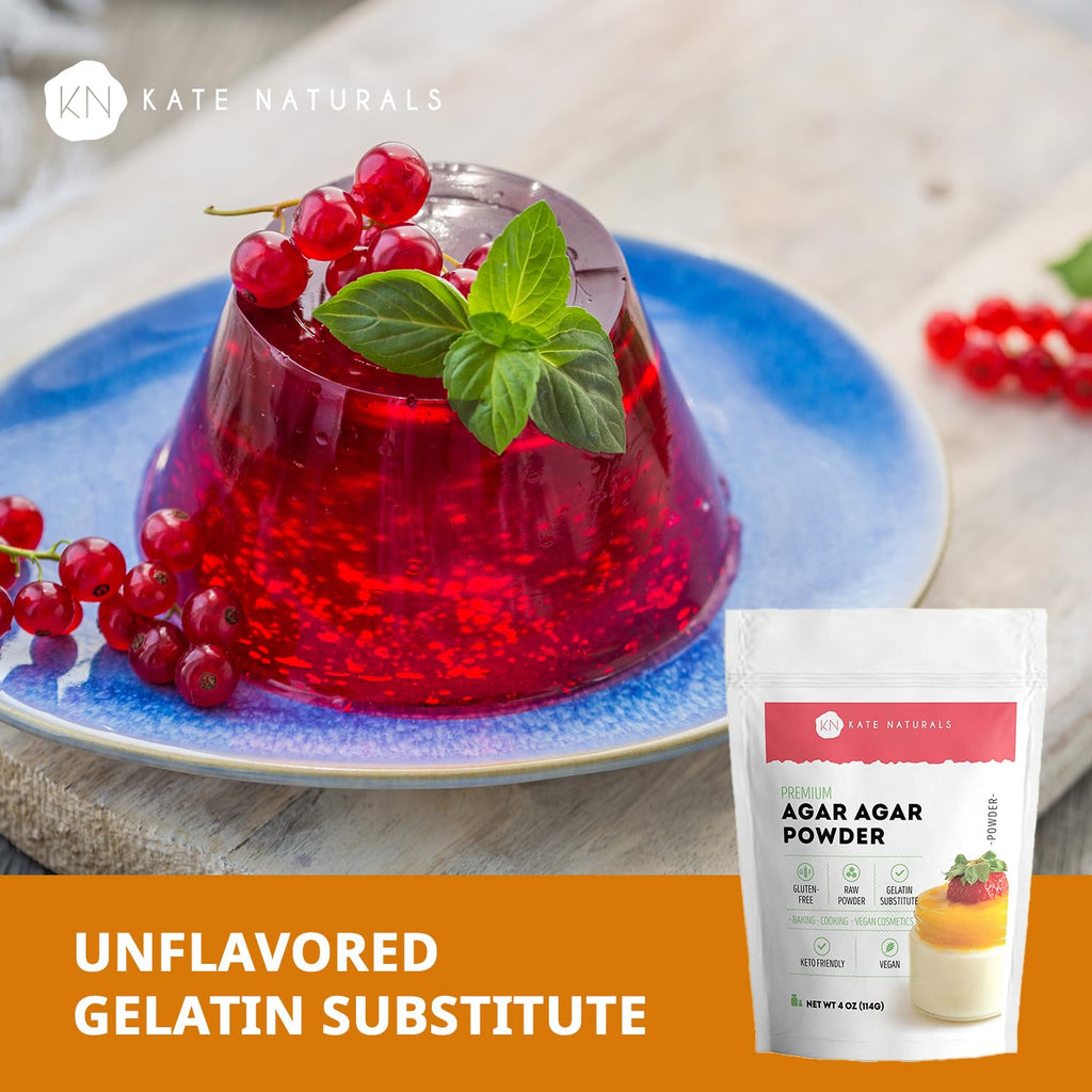 Kate Naturals Agar Agar Powder for Cooking & Petri Dishes. Vegan Gelatin Substitute Powder Unflavored for Gelatin Sheets - FENGGESTORE20