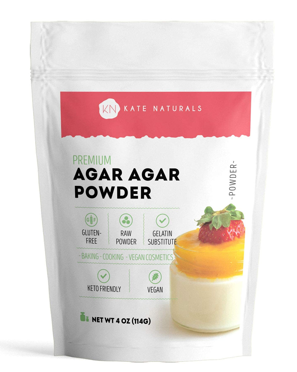Kate Naturals Agar Agar Powder for Cooking & Petri Dishes. Vegan Gelatin Substitute Powder Unflavored for Gelatin Sheets - FENGGESTORE20