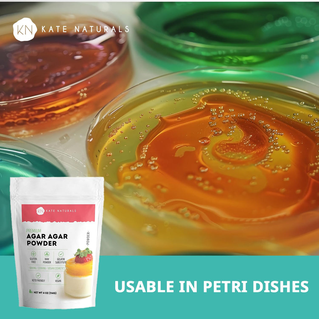 Kate Naturals Agar Agar Powder for Cooking & Petri Dishes. Vegan Gelatin Substitute Powder Unflavored for Gelatin Sheets - FENGGESTORE20