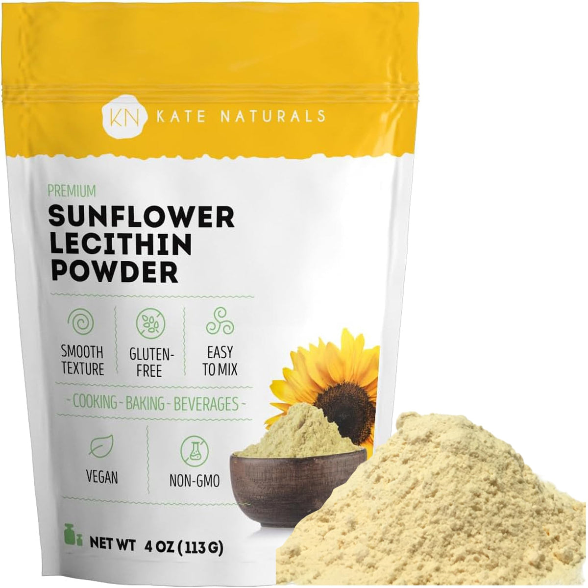 Kate Naturals Sunflower Lecithin Powder for Baking Bread, Gummies, Cooking. Lecithin Supplement for Clogged Milk Ducts. - FENGGESTORE20