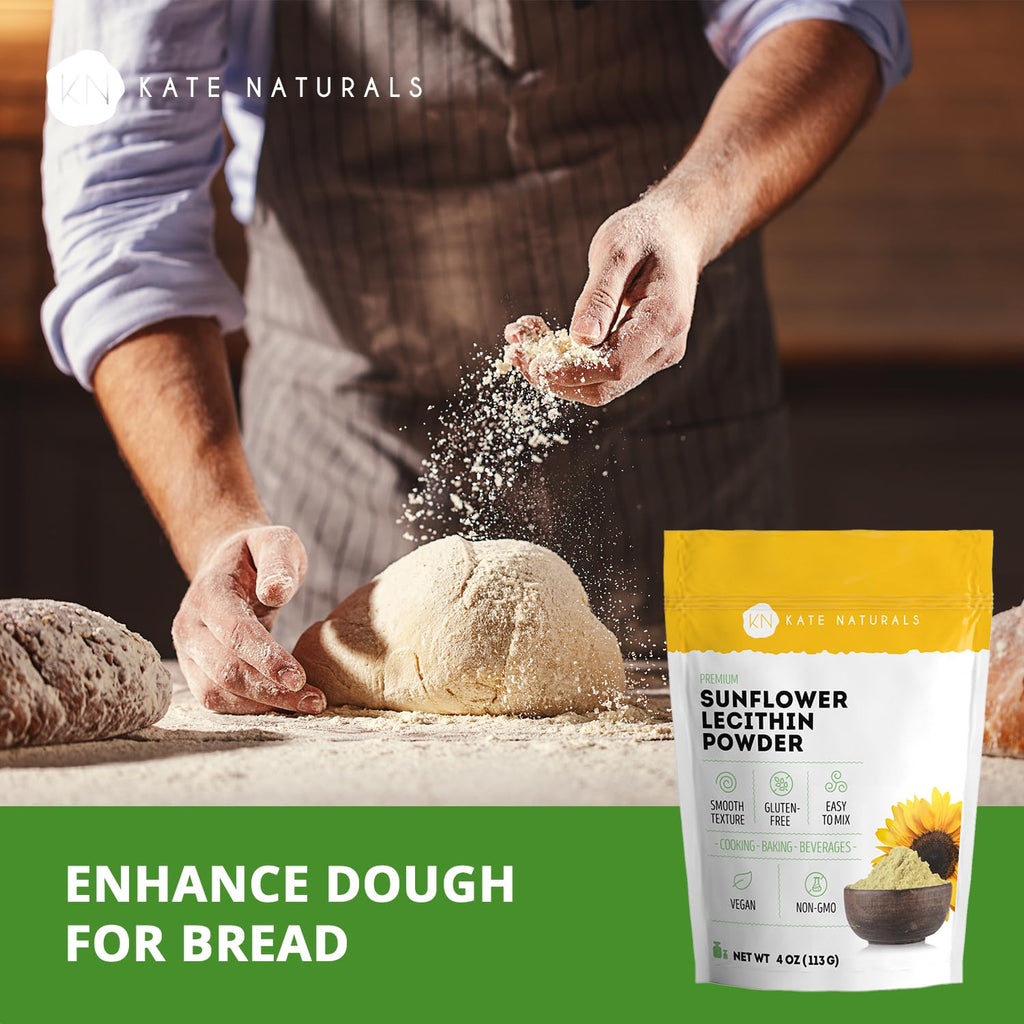 Kate Naturals Sunflower Lecithin Powder for Baking Bread, Gummies, Cooking. Lecithin Supplement for Clogged Milk Ducts. - FENGGESTORE20