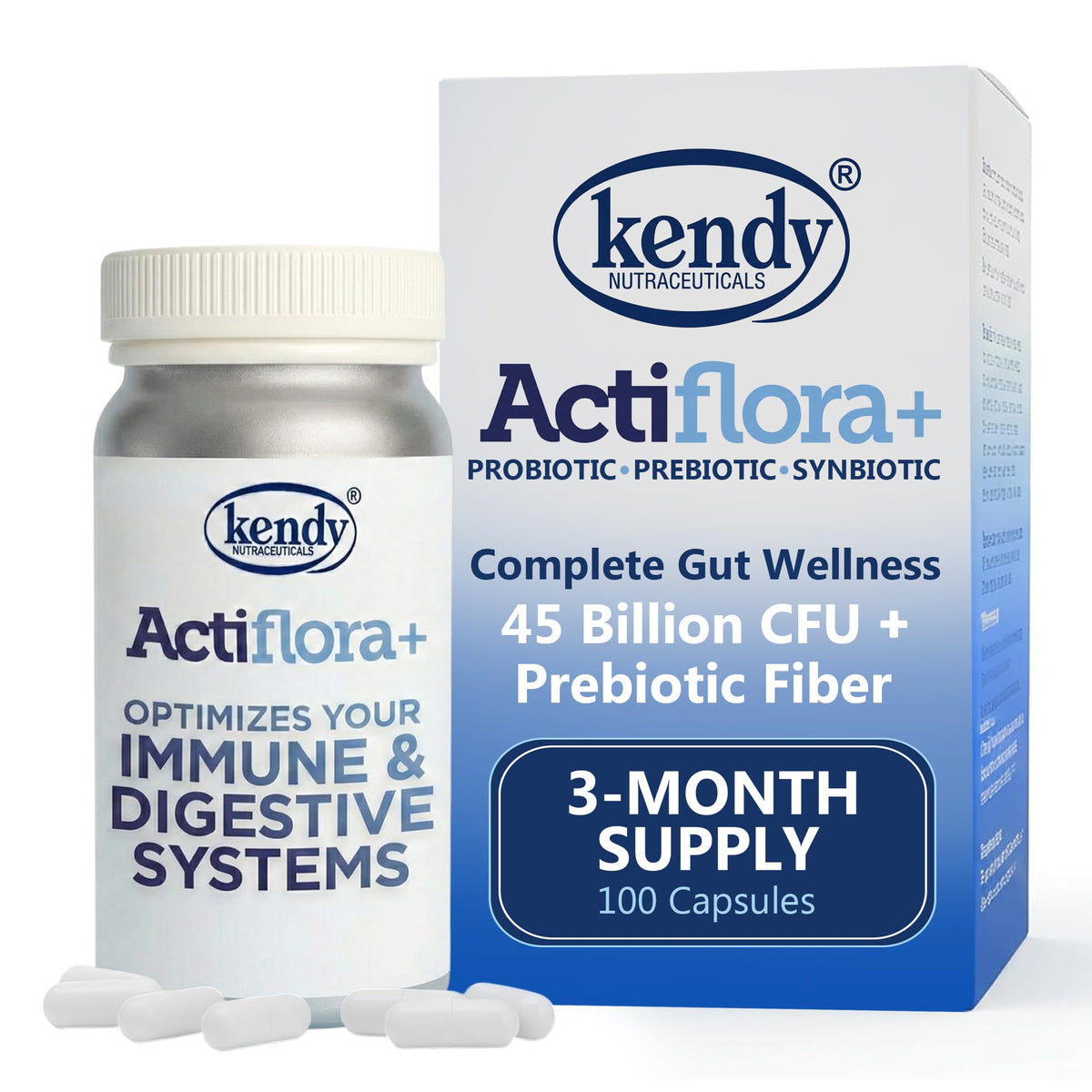 Kendy Actiflora Probiotic + Prebiotic & Synbiotic Capsules – Advanced Formula w/L. bulgaricus for Digestive Health & Gut Balance – 45-Billion CFU Daily Supplement - FENGGESTORE20