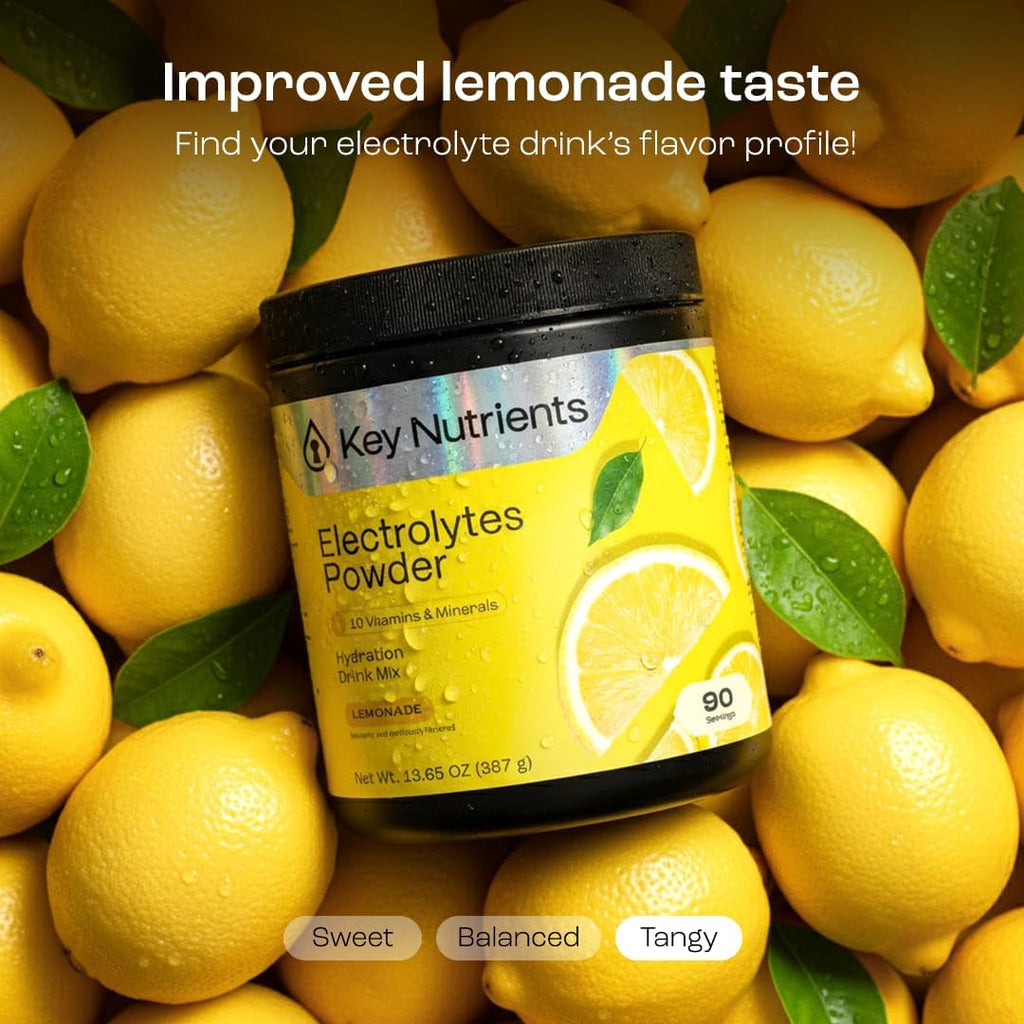 KEY NUTRIENTS Multivitamin Electrolytes Powder No Sugar - Refreshing Lemonade Electrolyte Powder - Sodium & Energy Supplement - Hydration Powder - FENGGESTORE20