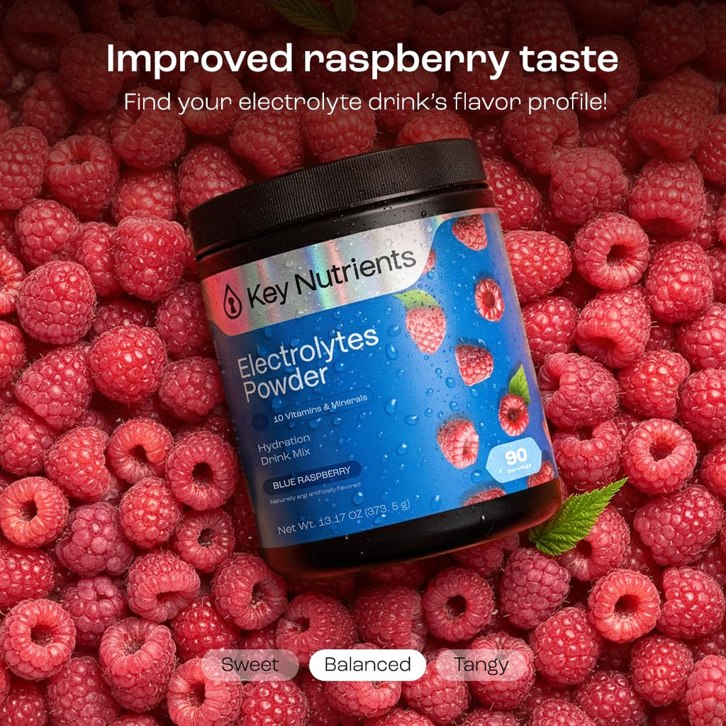 KEY NUTRIENTS Multivitamin Electrolytes Powder No Sugar - Sweet Blue Raspberry Electrolyte Powder - Endurance & Energy Supplement - Hydration Powder - FENGGESTORE20