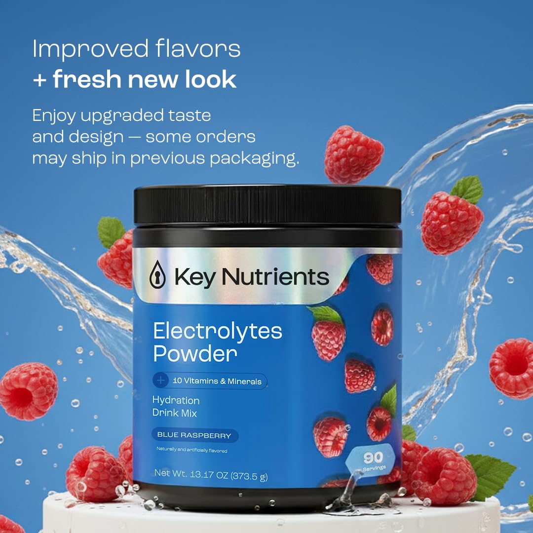 KEY NUTRIENTS Multivitamin Electrolytes Powder No Sugar - Sweet Blue Raspberry Electrolyte Powder - Endurance & Energy Supplement - Hydration Powder - FENGGESTORE20