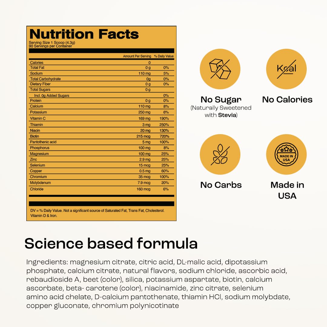 KEY NUTRIENTS Multivitamin Electrolytes Powder No Sugar - Tropical Peach Mango Electrolyte Powder - Endurance & Energy Supplement - Hydration Powder - FENGGESTORE20