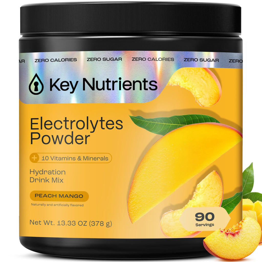 KEY NUTRIENTS Multivitamin Electrolytes Powder No Sugar - Tropical Peach Mango Electrolyte Powder - Endurance & Energy Supplement - Hydration Powder - FENGGESTORE20