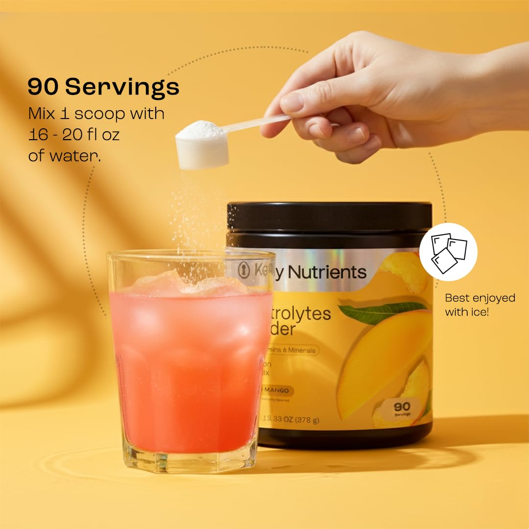 KEY NUTRIENTS Multivitamin Electrolytes Powder No Sugar - Tropical Peach Mango Electrolyte Powder - Endurance & Energy Supplement - Hydration Powder - FENGGESTORE20