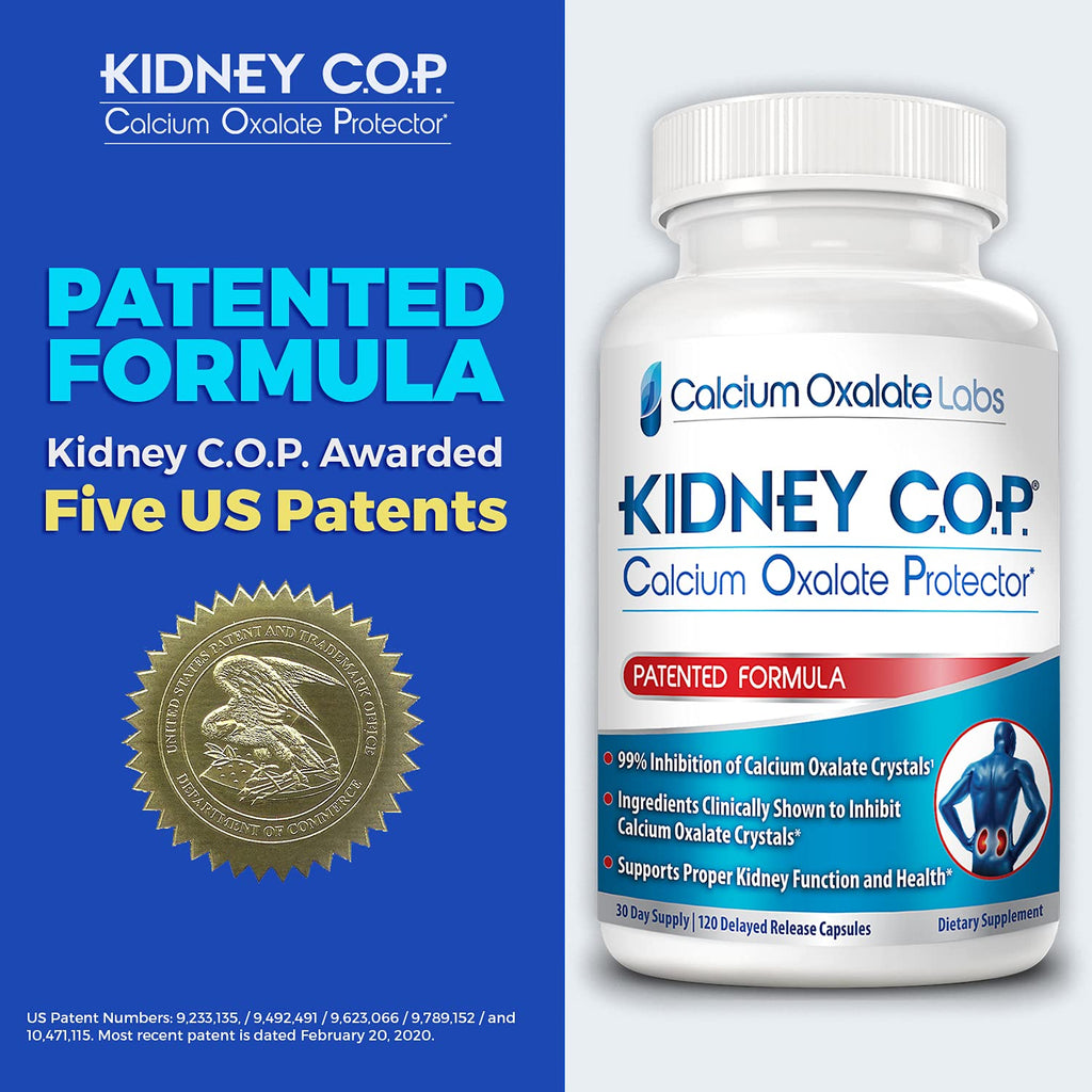 KIDNEY C.O.P. Calcium Oxalate Protector 120 Capsules, Patented Kidney Support for Calcium Oxalate Crystals, Stop Recurrence - FENGGESTORE20