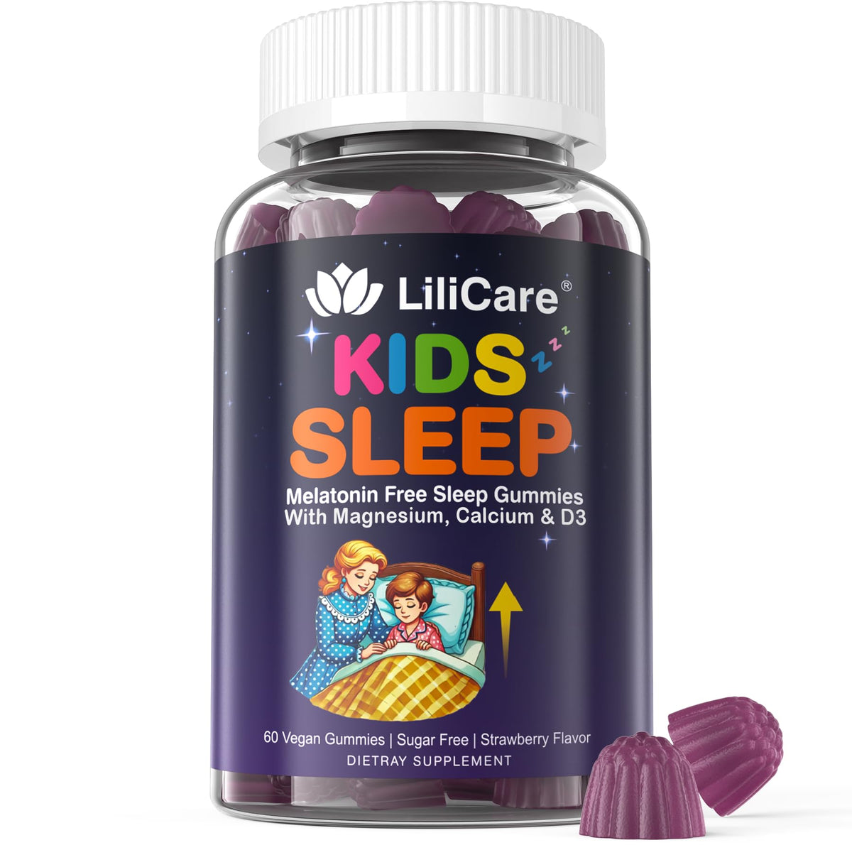 Kids Sleep Gummies - Magnesium Glycinate Gummies, Melatonin Free Sleep Aid | Magnesium, Calcium, D3, B6, L Theanine | Kid Melatonin Alternative for Restful Sleep (Pack of 1) - FENGGESTORE20