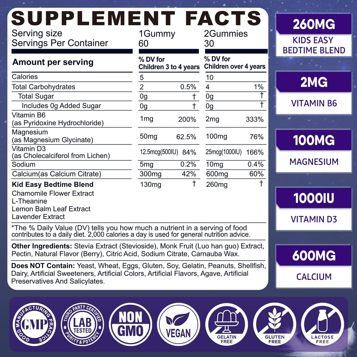Kids Sleep Gummies - Magnesium Glycinate Gummies, Melatonin Free Sleep Aid | Magnesium, Calcium, D3, B6, L Theanine | Kid Melatonin Alternative for Restful Sleep (Pack of 1) - FENGGESTORE20