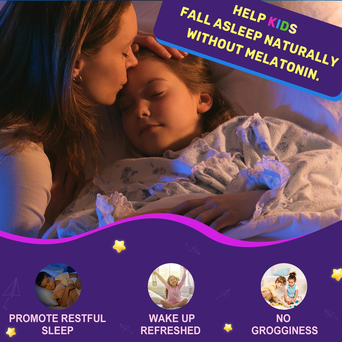 Kids Sleep Gummies - Magnesium Glycinate Gummies, Melatonin Free Sleep Aid | Magnesium, Calcium, D3, B6, L Theanine | Kid Melatonin Alternative for Restful Sleep (Pack of 1) - FENGGESTORE20