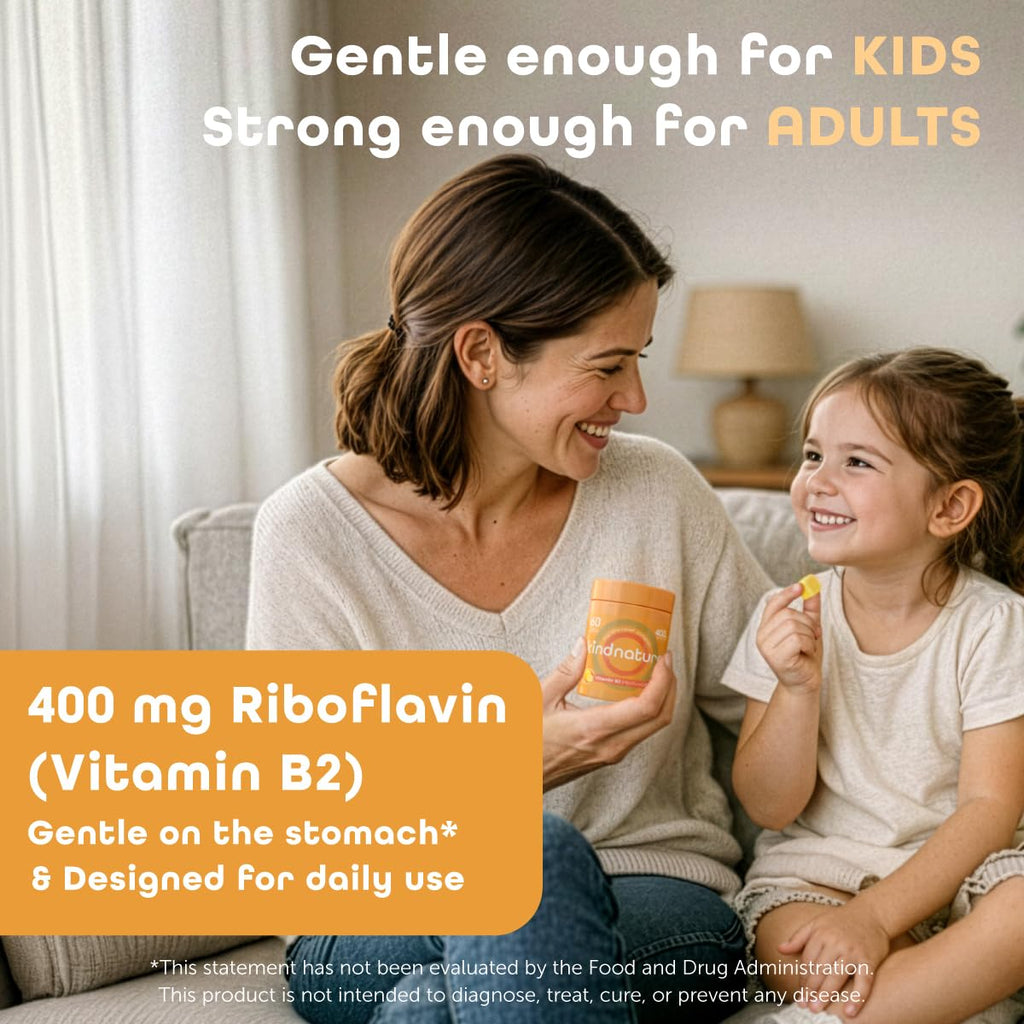 kindnature Vitamin B2 Gummies - Riboflavin 400mg Supplement for Kids & Adults - Non-GMO, Soy & Gluten-Free - FENGGESTORE20