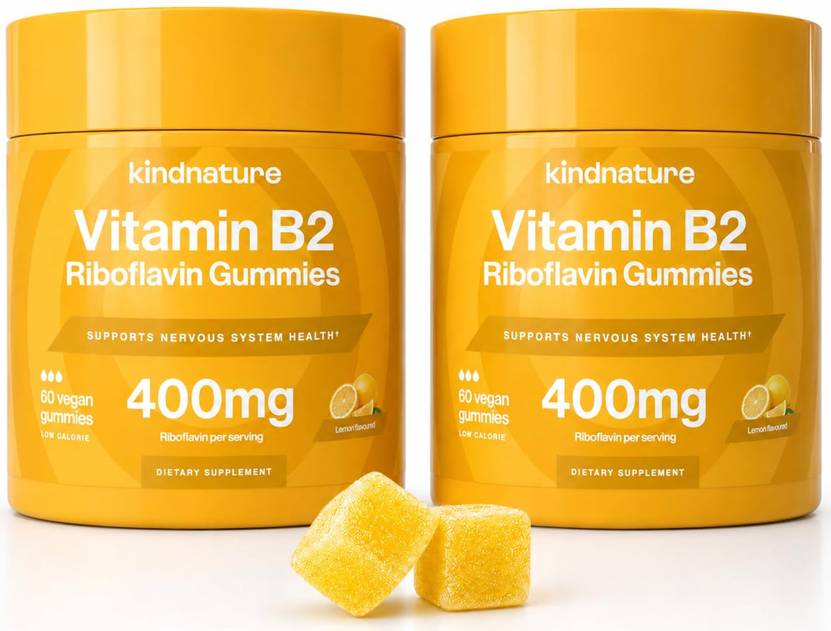 kindnature Vitamin B2 Gummies - Riboflavin 400mg Supplement for Kids & Adults - Non-GMO, Soy & Gluten-Free, Vegan Chewable Gummies (30 Day Supply) (2) - FENGGESTORE20