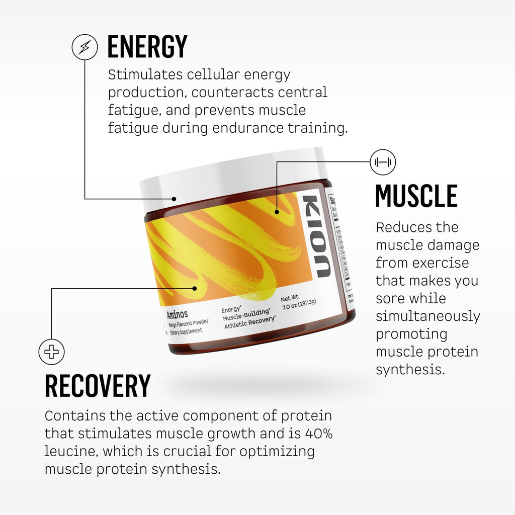 Kion Aminos - Essential Amino Acids Supplement, Essential Amino Acids Powder for Muscle Recovery, BCAA EAA No Caffeine, Amino Acid Powder, Essential Amino Energy - 30 Servings, Mixed Berry - FENGGESTORE20