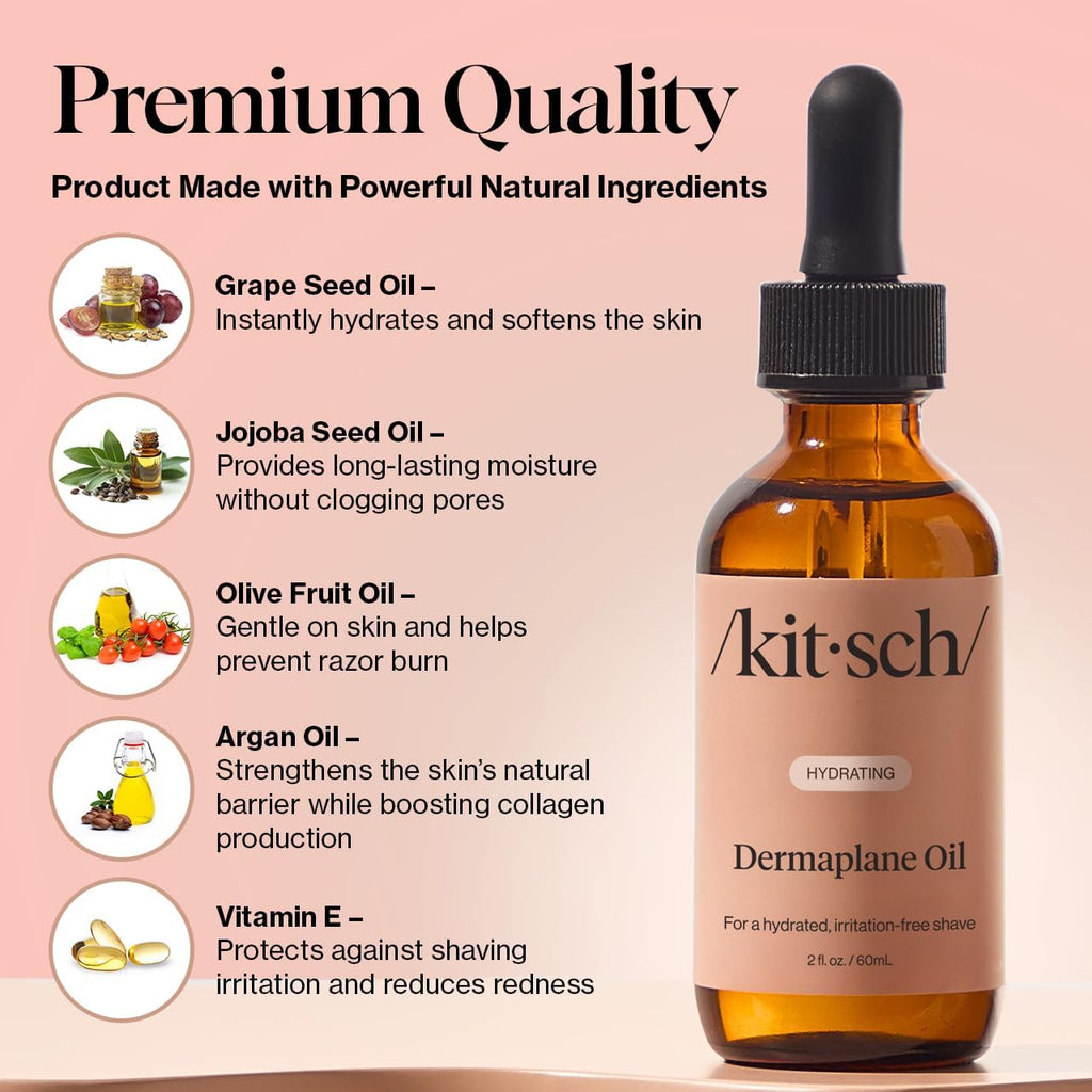 Kitsch Dermaplane Face Oil with Jojoba & Argan Oil – Hydrating Facial Formula for Dermaplaning Tool, Gua Sha & Razor Use - FENGGESTORE20