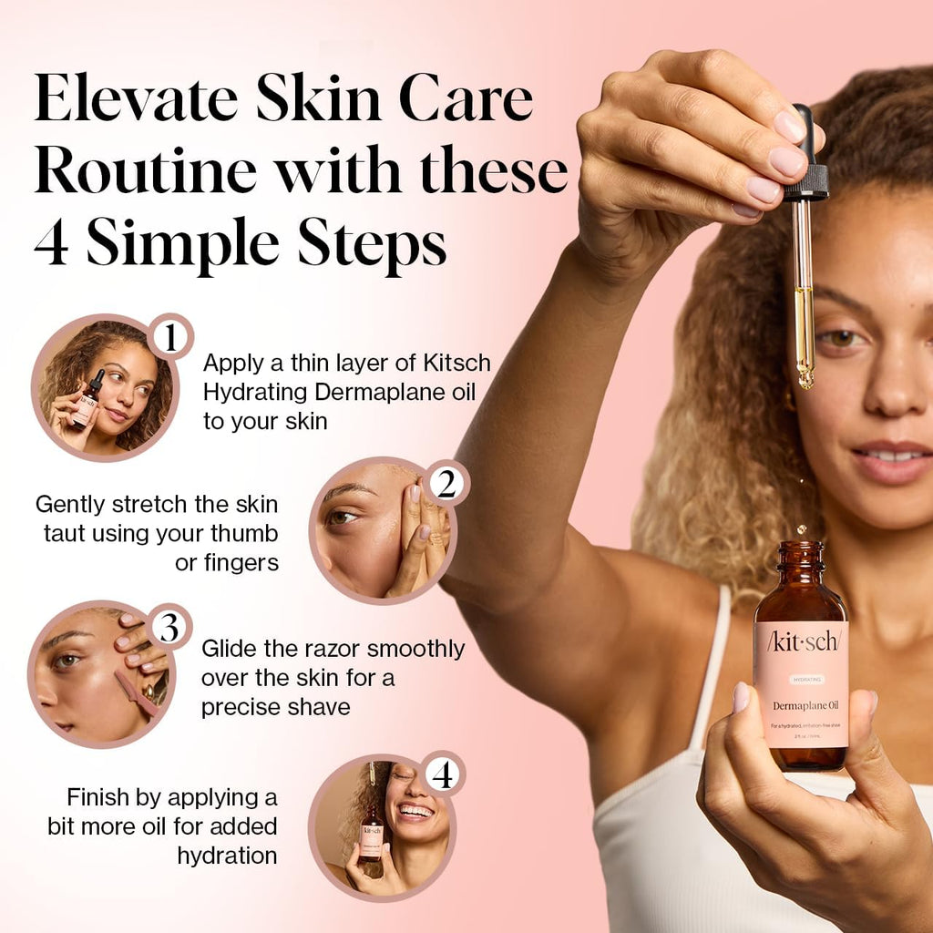Kitsch Dermaplane Face Oil with Jojoba & Argan Oil – Hydrating Facial Formula for Dermaplaning Tool, Gua Sha & Razor Use - FENGGESTORE20