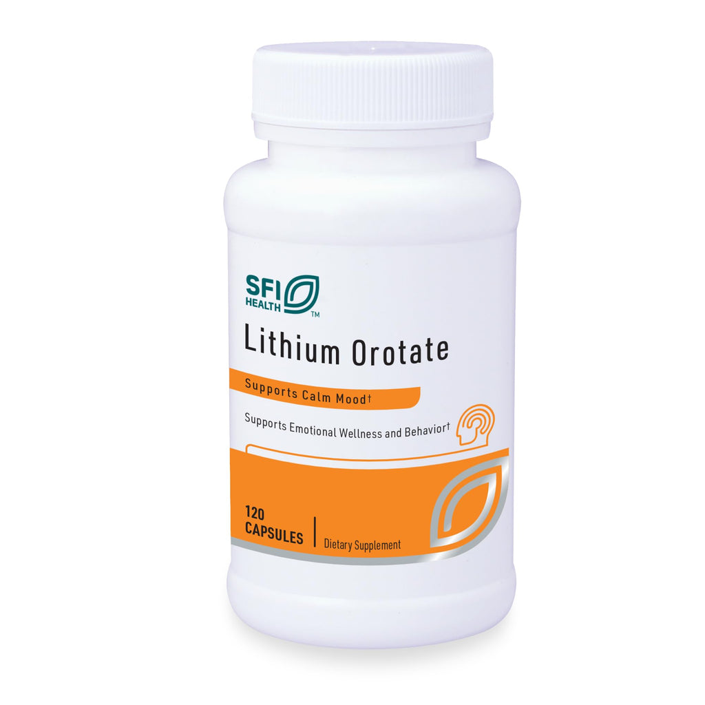 Klaire Labs SFI Health Lithium Orotate 4.8 mg - May Help Balance Mood - Bioavailable Lithium Orotate Supplement - Trace Minerals Promote Focus, Memory, Cognitive & Mood Support (120 Capsules) - FENGGESTORE20