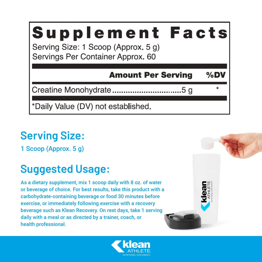 Klean Athlete Klean Creatine - Supports Muscle Strength, Performance & Recovery from Strenuous Exercise* - NSF Certified for Sport - 11.1 Ounces - Unflavored - FENGGESTORE20