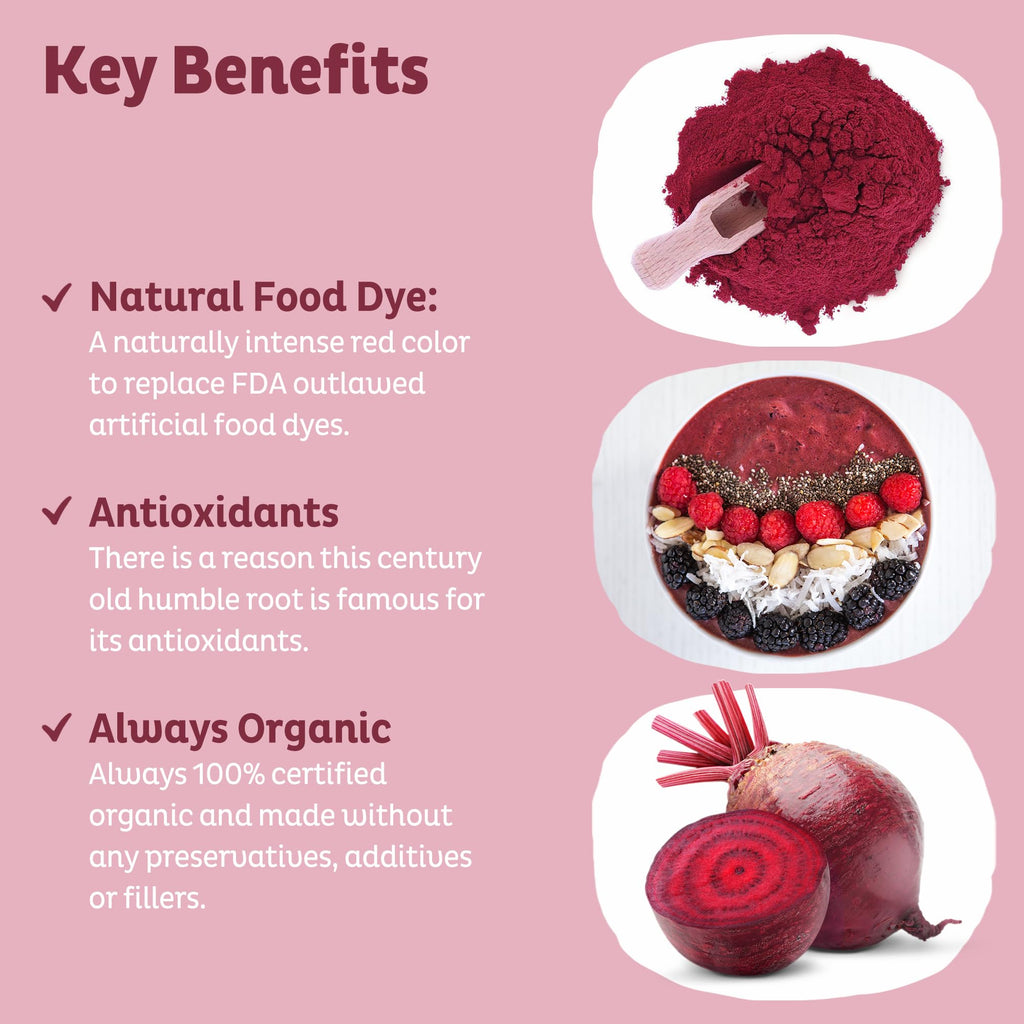 KOS Organic Beet Root Powder, USDA Organic - Natural Nitric Oxide Booster, Superfood Plant Based Beetroot Antioxidant, Supports Active Lifestyle & Healthy Circulation, Soy & Gluten-Free - 90 Servings - FENGGESTORE20