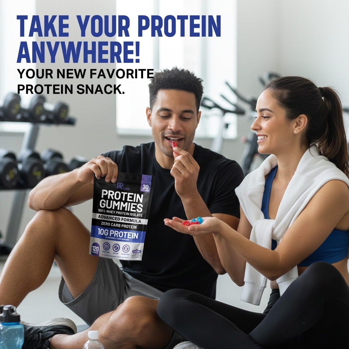 KR Labs Zero Carb 100% Pure Whey Isolate Protein Gummies | 300g Total Protein per Bag | 10g per Serving Plant Based with Vitamins for Men & Women - FENGGESTORE20