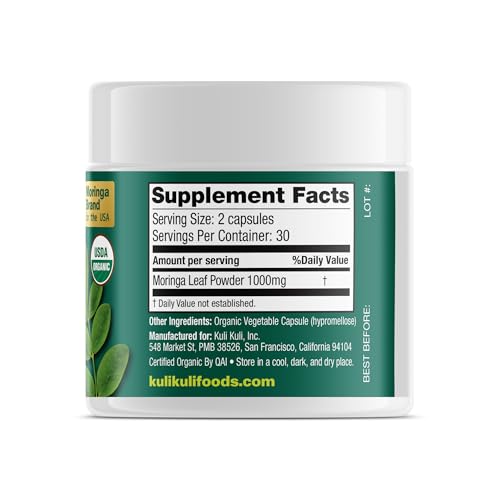 KULI KULI Organic Pure Moringa Capsules, 60 CT - FENGGESTORE20