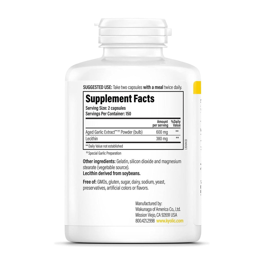 Kyolic Aged Garlic Extract Formula 104, Cholesterol Health*, 300 Capsules - FENGGESTORE20