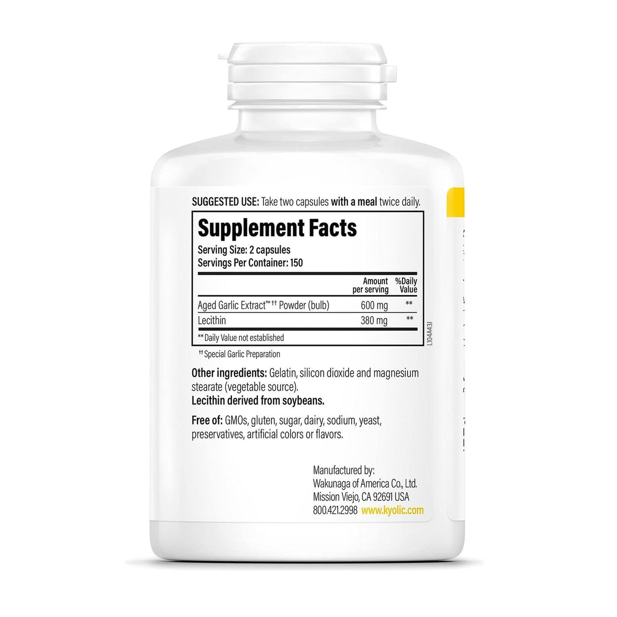 Kyolic Aged Garlic Extract Formula 104, Cholesterol Health*, 300 Capsules - FENGGESTORE20