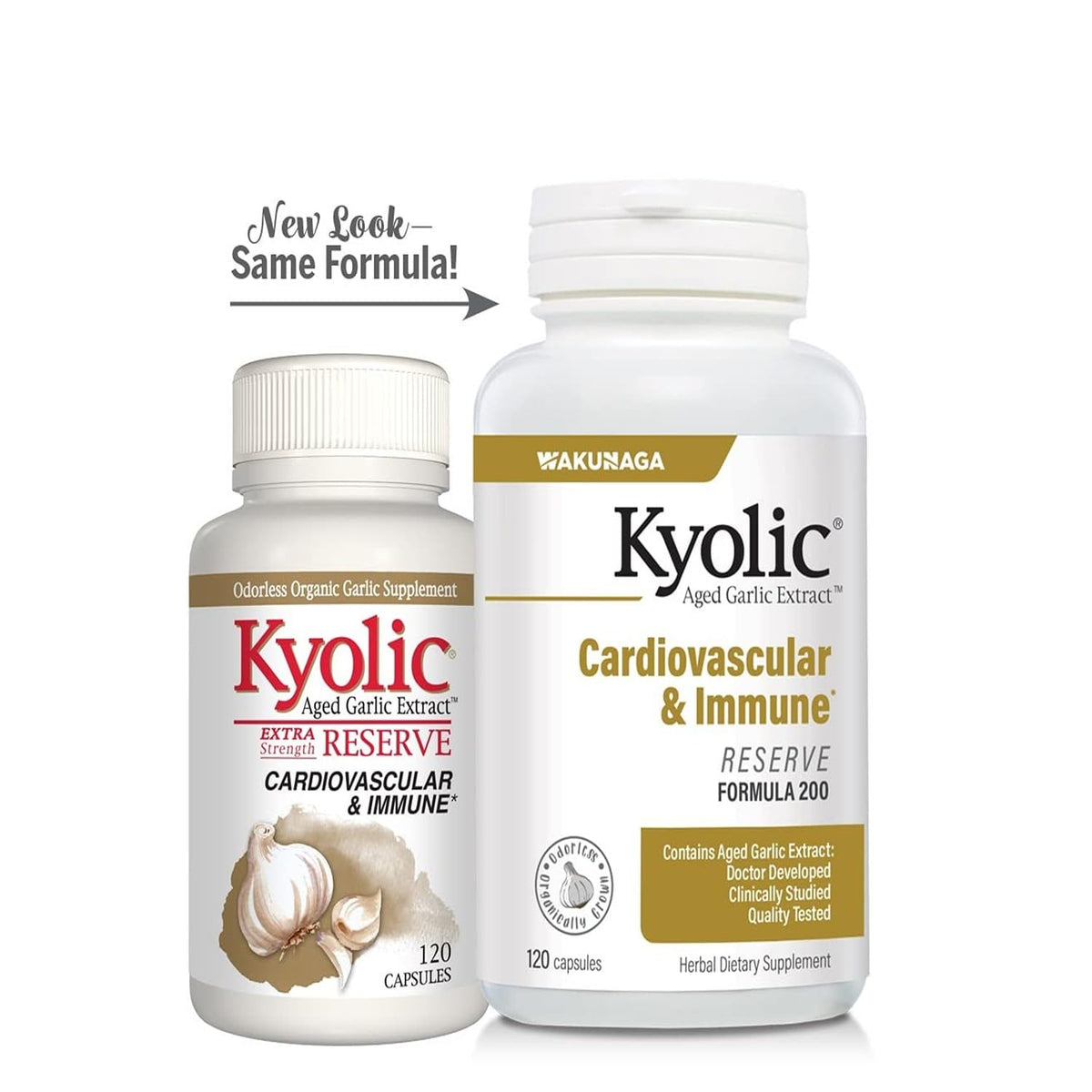Kyolic Aged Garlic Extract Formula 200, Cardiovascular & Immune*, Reserve, 120 Capsules - FENGGESTORE20