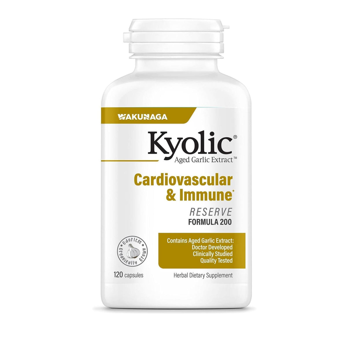Kyolic Aged Garlic Extract Formula 200, Cardiovascular & Immune*, Reserve, 120 Capsules - FENGGESTORE20