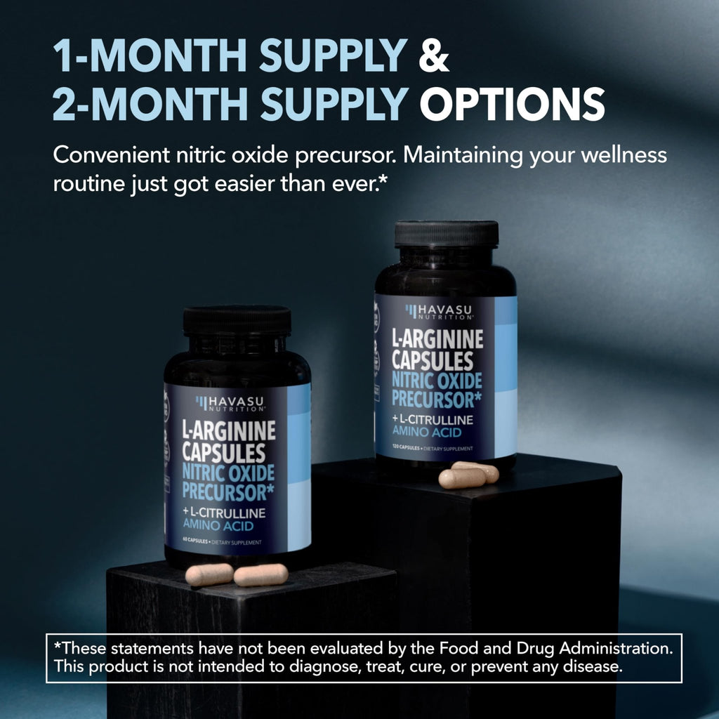 L-Arginine Capsules with L-Citrulline - Nitric Oxide Supplement - L Arginine and L Citrulline Blend - 60 Count - Vegan, Non-GMO Capsules for Performance - FENGGESTORE20