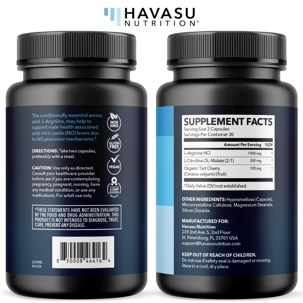L-Arginine Capsules with L-Citrulline - Nitric Oxide Supplement - L Arginine and L Citrulline Blend - 60 Count - Vegan, Non-GMO Capsules for Performance - FENGGESTORE20