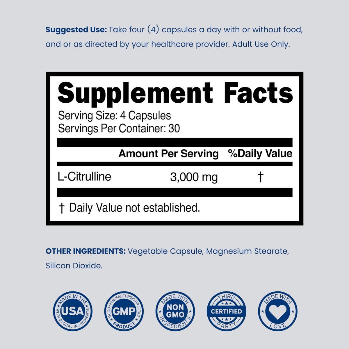 L Citrulline 3000mg Supplement (120 Capsules) Support L Arginine & Nitric Oxide Pills - L-Citrulline For Men & Women - Muscle Recovery & Pump Supplement - 3rd Party Tested - FENGGESTORE20