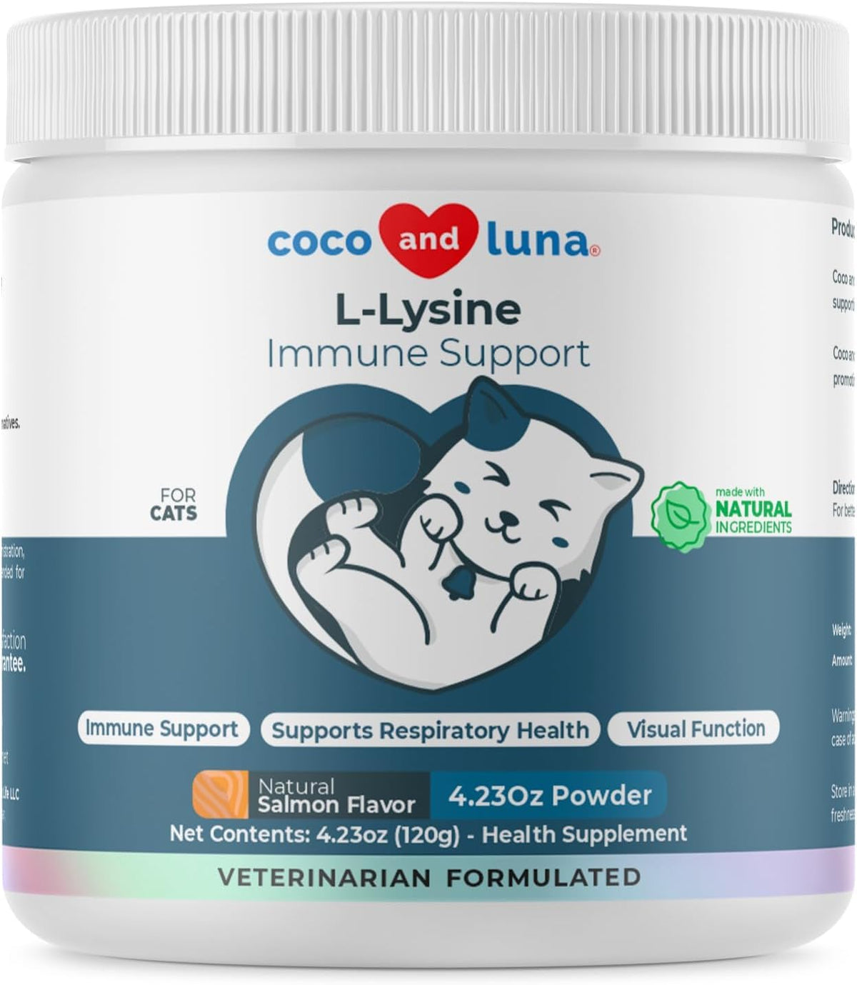 L-Lysine Supplement for Cats 900mg/scoop - Cat Supplement for Sneezing and Runny Nose, Cold, Immune Support, Eye Function - FENGGESTORE20